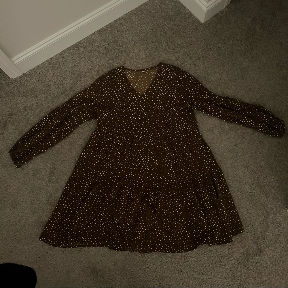 brown poka dot dress
